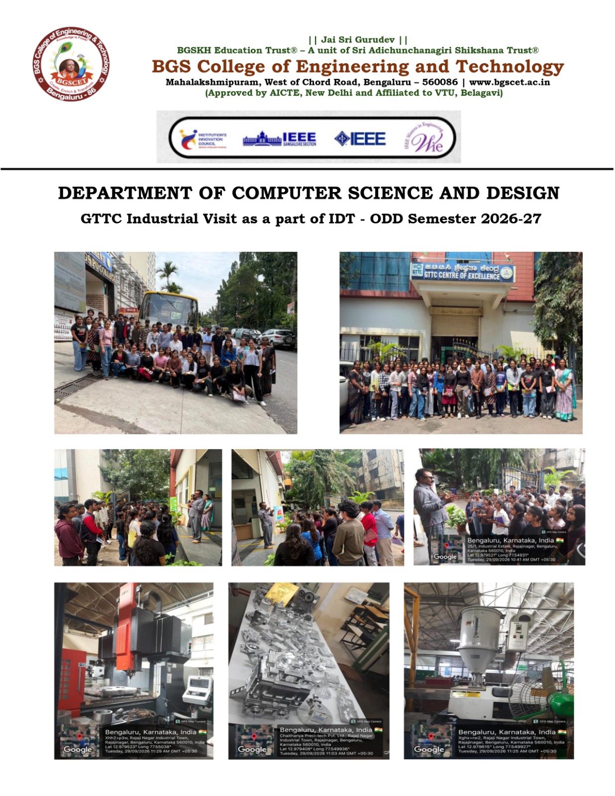 GTTC Industrial Visit as a part of IDT - ODD Semester 2026-27
